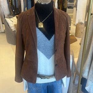 Theory Suede Blazer in Caramel